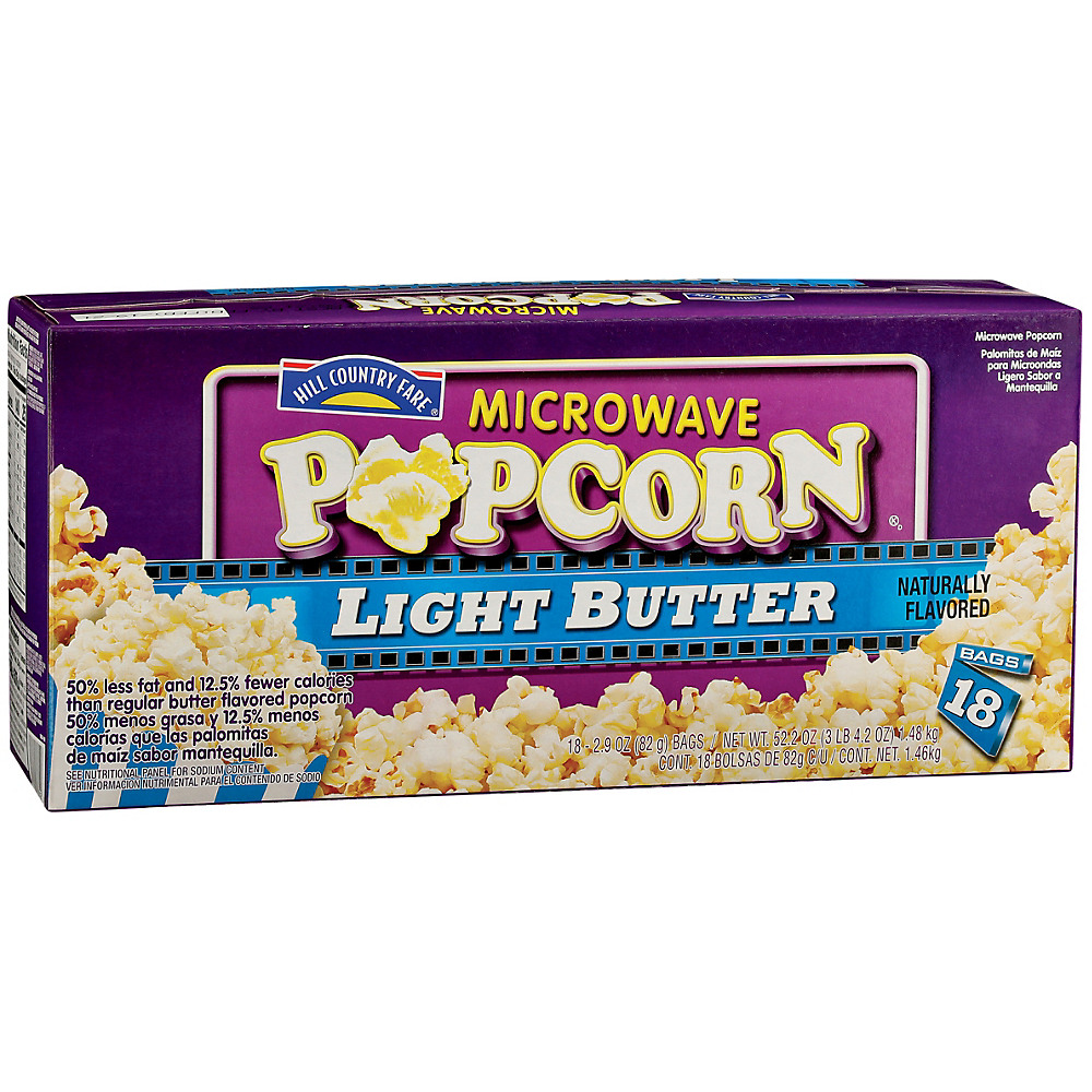Calories in Hill Country Fare Light Butter Microwave Popcorn, 18 ct