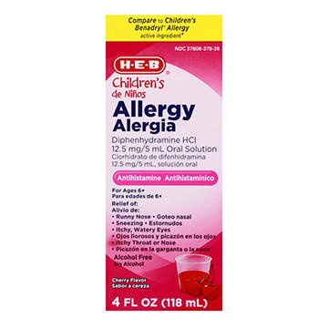 H-E-B Children’s Allergy Relief Liquid – Cherry Flavor, 4 oz