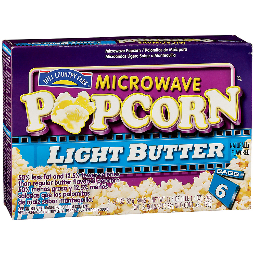 Calories in Hill Country Fare Light Butter Microwave Popcorn, 6 ct