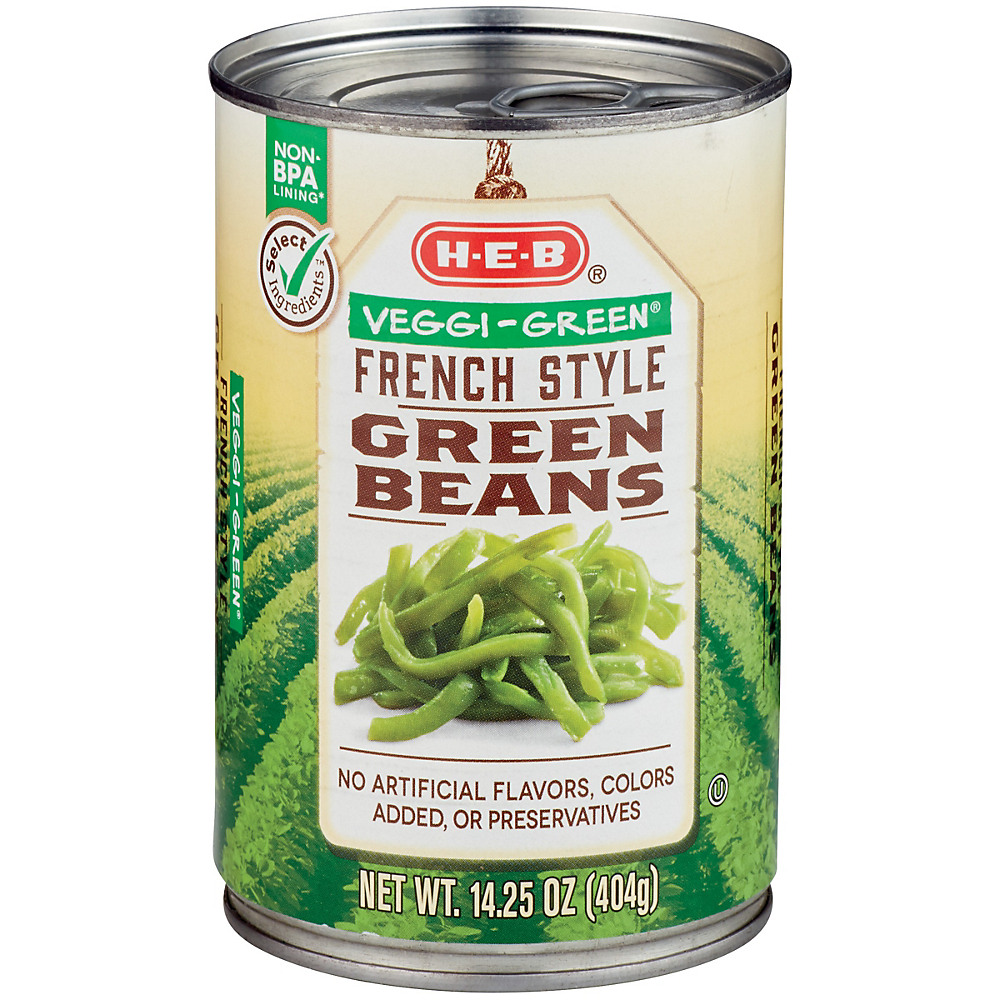 Calories in H-E-B Select Ingredients Veggi-Green French Style Green Beans, 14.25 oz