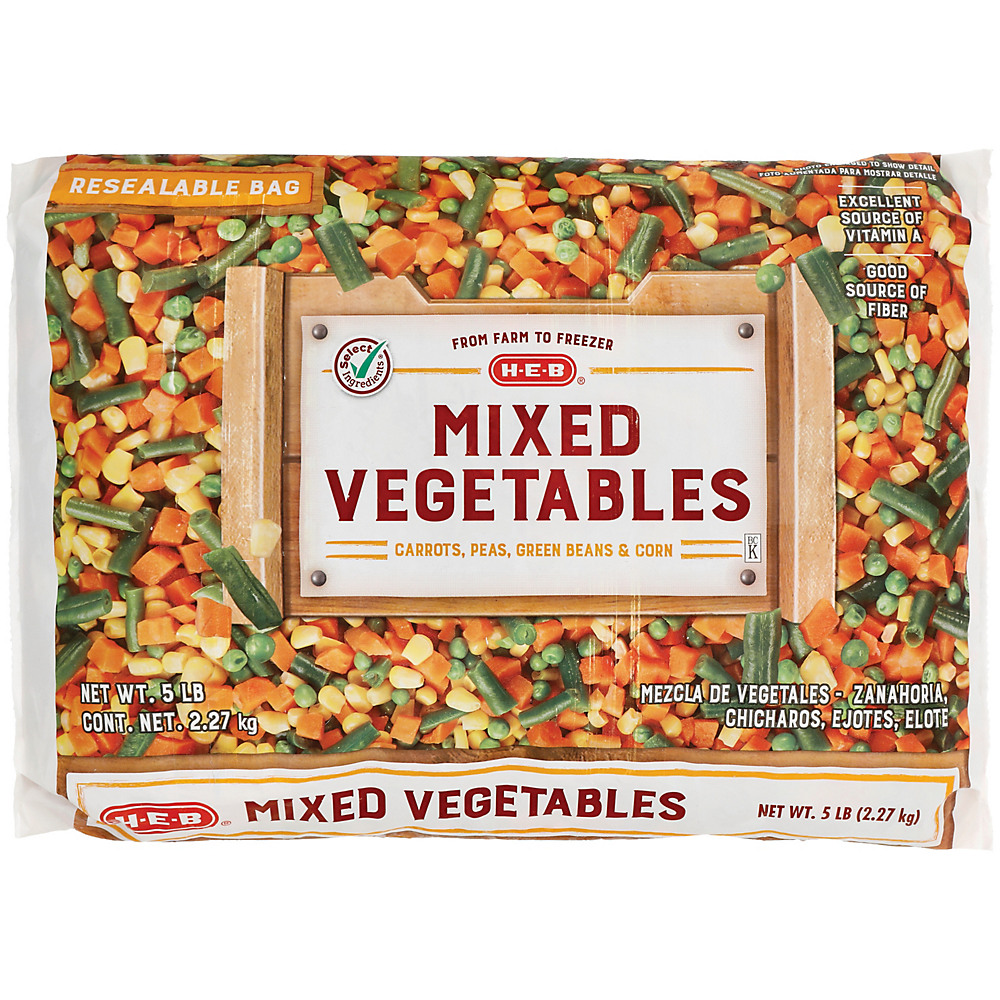 Calories in H-E-B Select Ingredients Mixed Vegetables, 80 oz