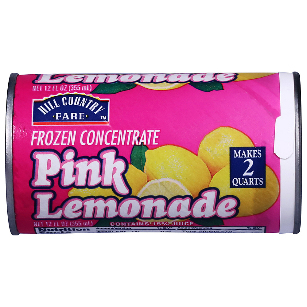 Calories in Hill Country Fare Frozen Pink Lemonade, 12 oz