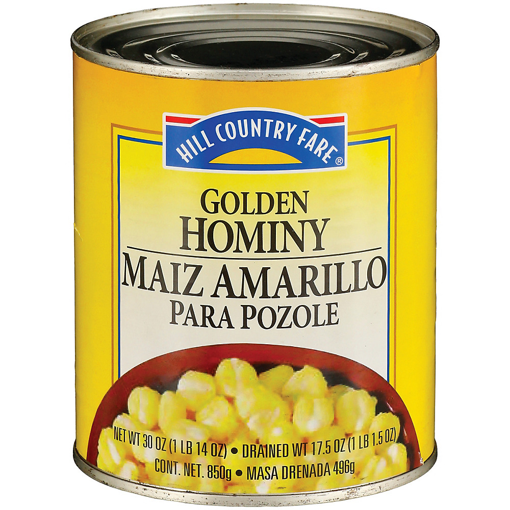 Calories in Hill Country Fare Golden Hominy, 30 oz