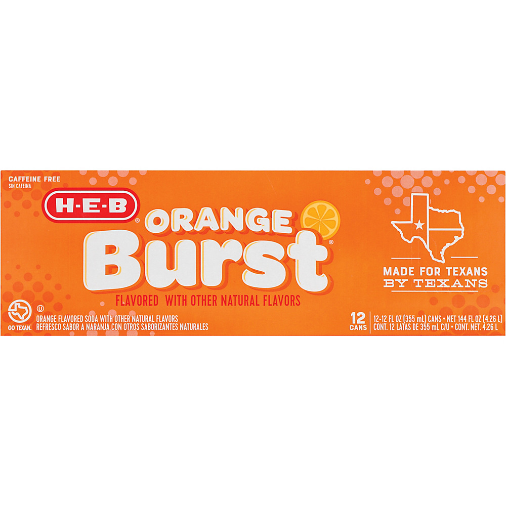 Calories in H-E-B Orange Burst Soda 12 oz Cans, 12 pk