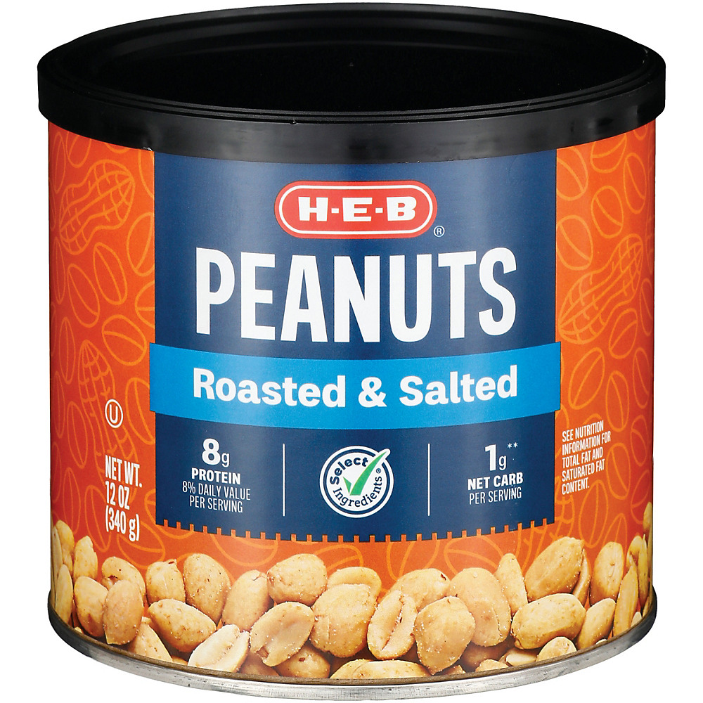 Calories in H-E-B Select Ingredients Roasted & Salted Peanuts, 12 oz