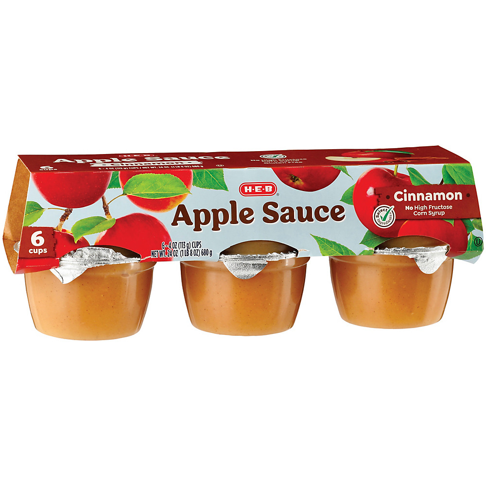 Calories in H-E-B Select Ingredients Cinnamon Apple Sauce, 6 ct