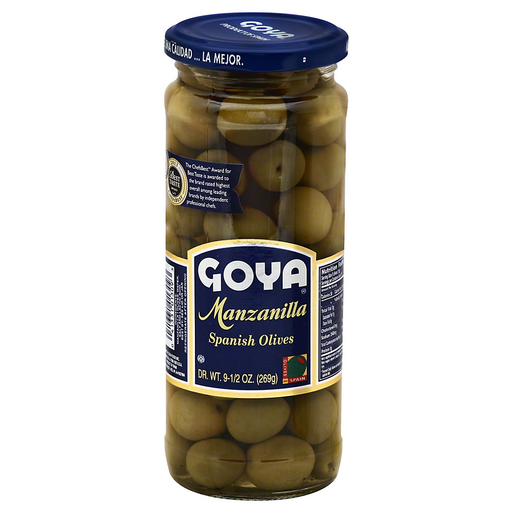 Calories in Goya Manzanilla Spanish Olives, 9.5 oz