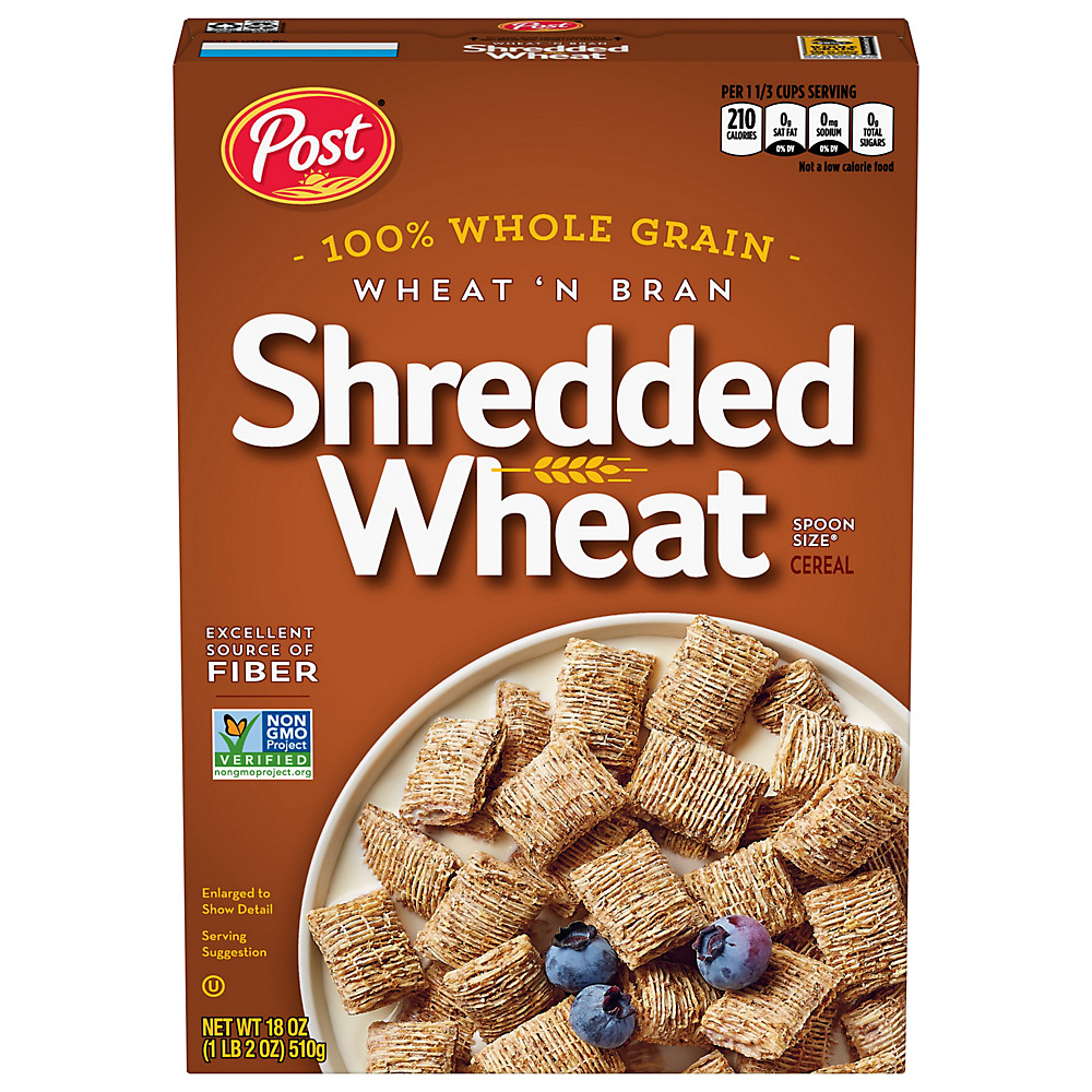 Calories in Post Shredded Wheat 'n Bran Cereal, 18 oz