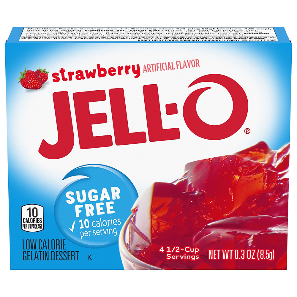 Calories in Jell-O Sugar Free Strawberry Gelatin Dessert Mix, 0.3 oz