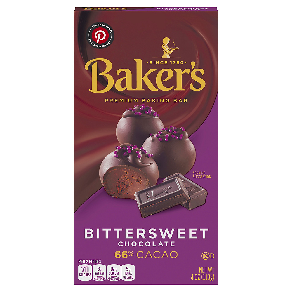 Calories in Baker's Bittersweet Chocolate Baking Bar, 4.00 oz