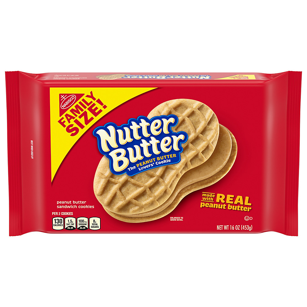 Calories in Nabisco Nutter Butter Peanut Butter Sandwich Cookies Family Size!, 16 oz