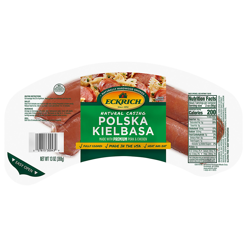 Calories in Eckrich Polska Kielbasa Smoked Sausage, 13 oz