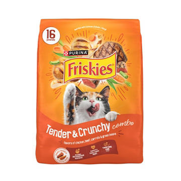 Friskies Purina Tender and Crunchy Combo Dry and Cat Food - Flavors of Chicken, Beef, Carrots and Green Beans, 16 lb