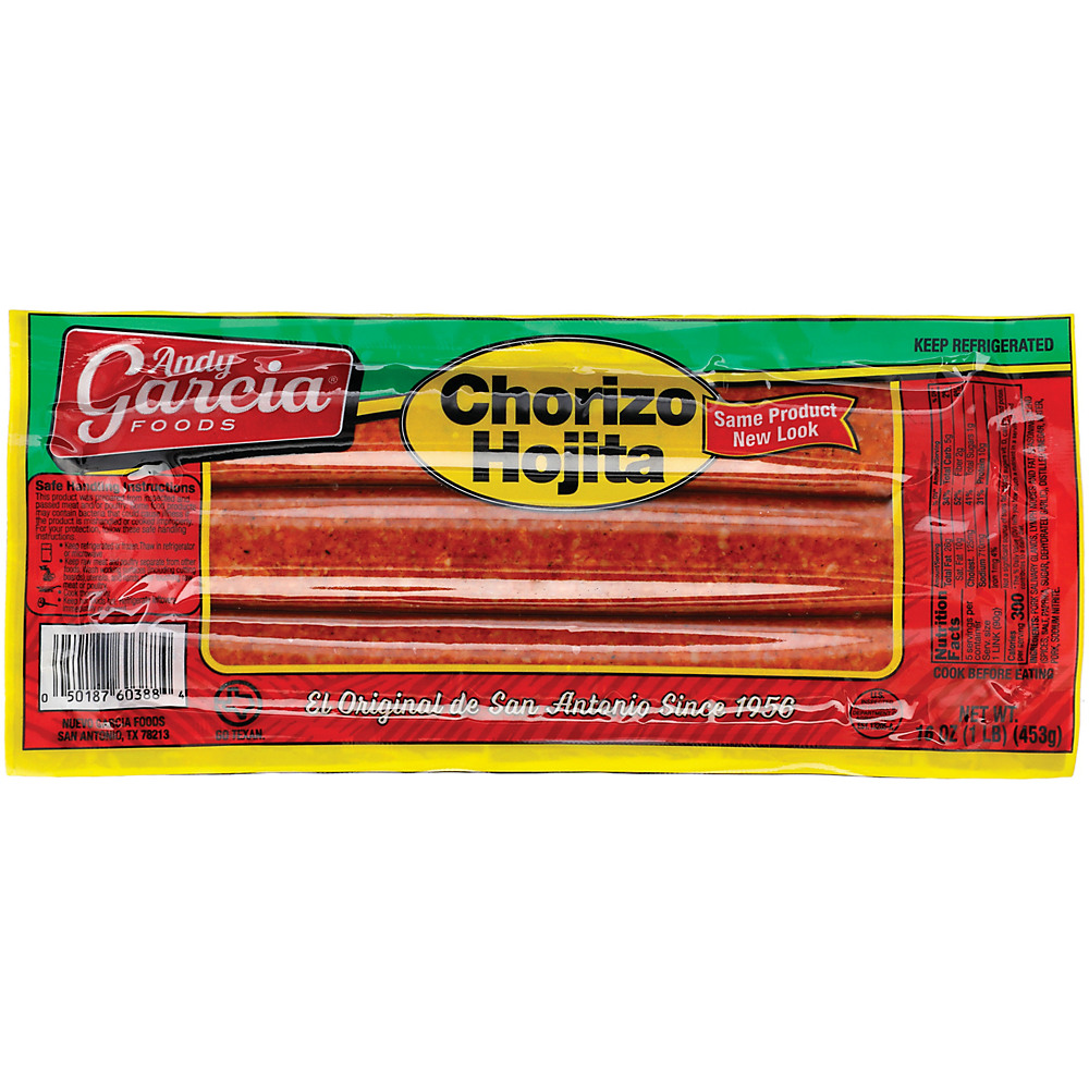 Calories in Andy Garcia Foods Chorizo Hojita, 16 oz
