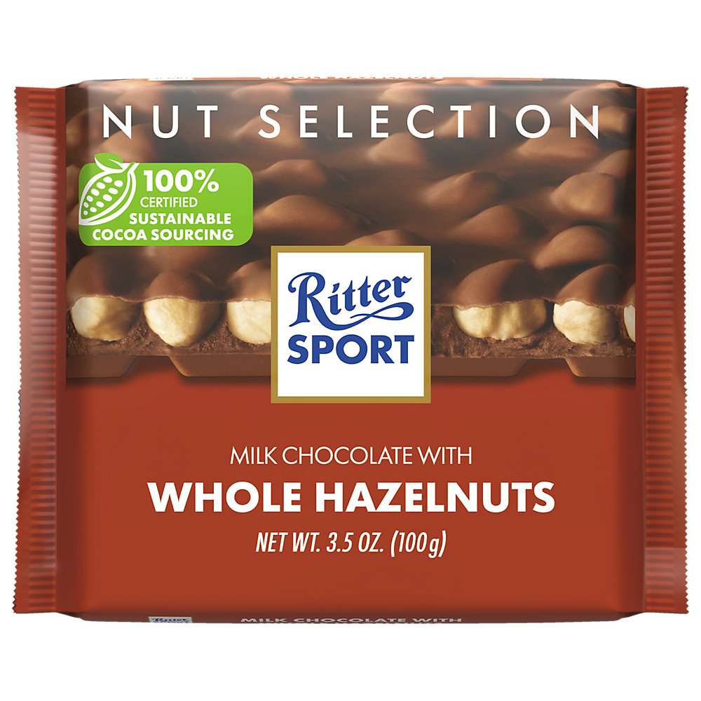Calories in Ritter Sport Milk with Whole Hazelnuts Chocolate, 3.5 oz
