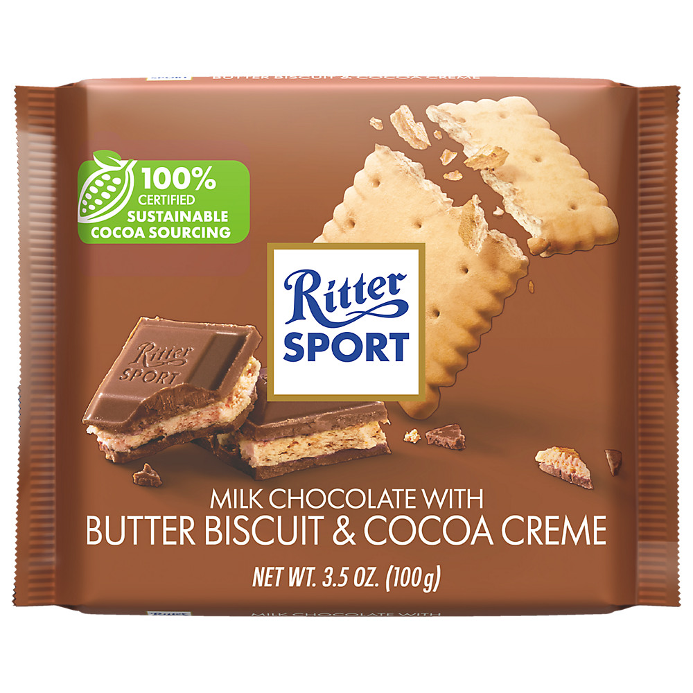 Calories in Ritter Sport Milk Chocolate With Butter Biscuit, 3.5 oz