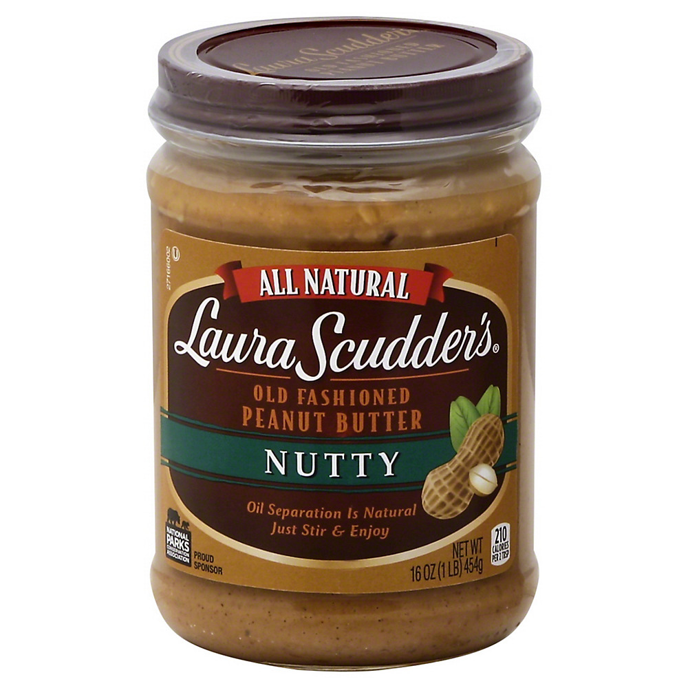 Calories in Laura Scudders Old Fashioned Nutty Peanut Butter, 16 oz