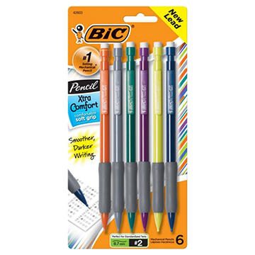 BIC Xtra Comfort 0.7mm Mechanical Pencils, 6 pk