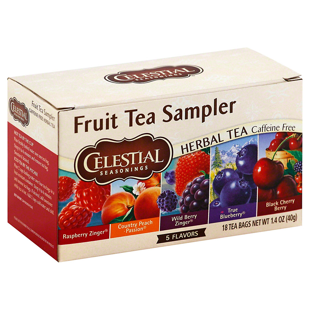 Calories in Celestial Seasonings Caffeine Free Fruit Tea Sampler Herbal Tea Bags, 18 ct