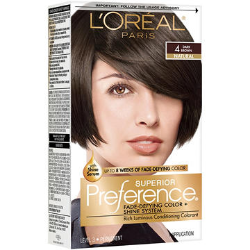 L'Oréal Paris Superior Preference Permanent Hair Color, 4 Dark Brown, kit