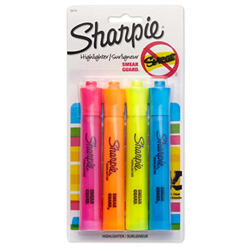 Sharpie Chisel Tip Tank Highlighters - Assorted Ink, 4 pk