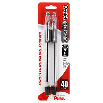Pentel R.S.V.P. 0.7mm Ballpoint Pens - Black Ink, 2 pk