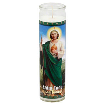 Reed Candle Saint Jude Religious Candle – White Wax, 8.25"