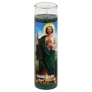 Reed Candle Saint Jude Religious Candle – Green Wax, 8.25"