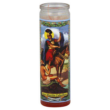 Reed Candle San Martin Caballero Religious Candle - Red Wax, 8.25"