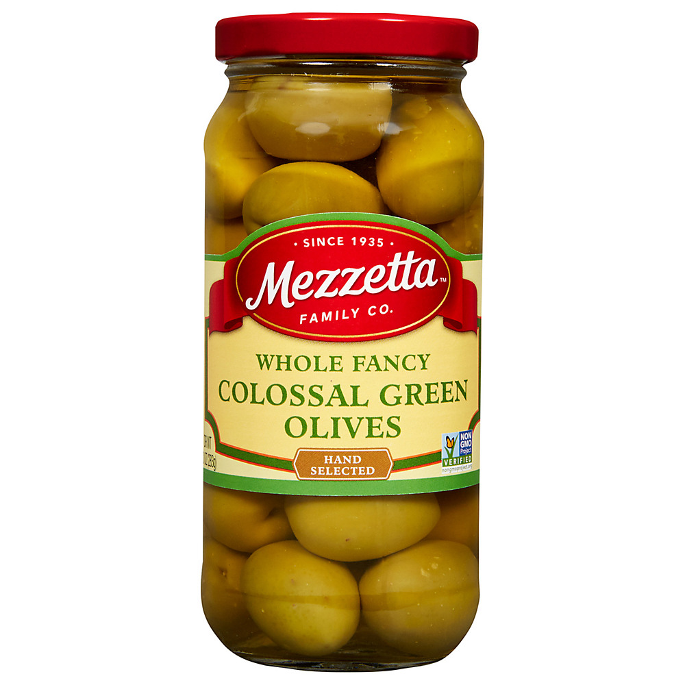 Calories in Mezzetta Fancy Colossal Green Olives, 10 oz