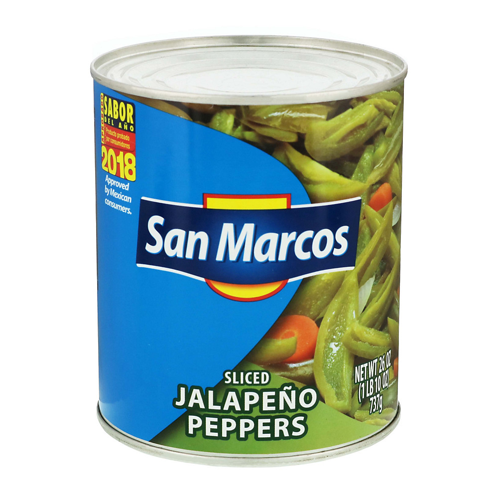 Calories in San Marcos Sliced Jalapeno Peppers, 26 oz