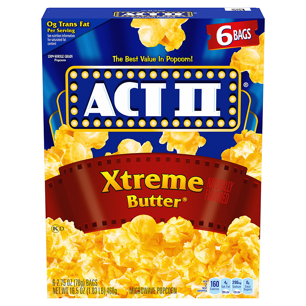 Calories in Act II Xtreme Butter Microwave Popcorn, 6 ct