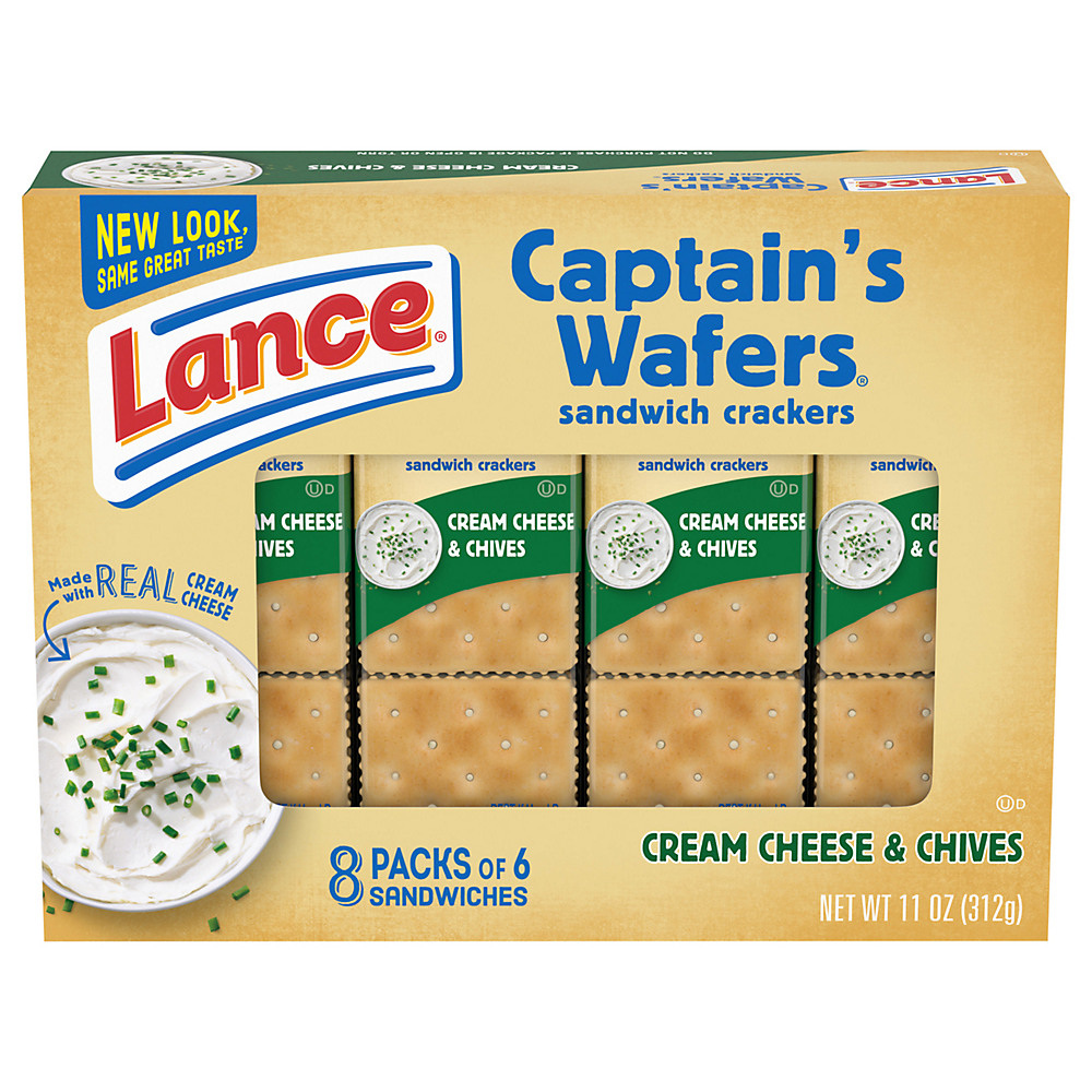Calories in Lance Captain's Wafers Cream Cheese & Chives Cracker Sandwiches, 8 ct