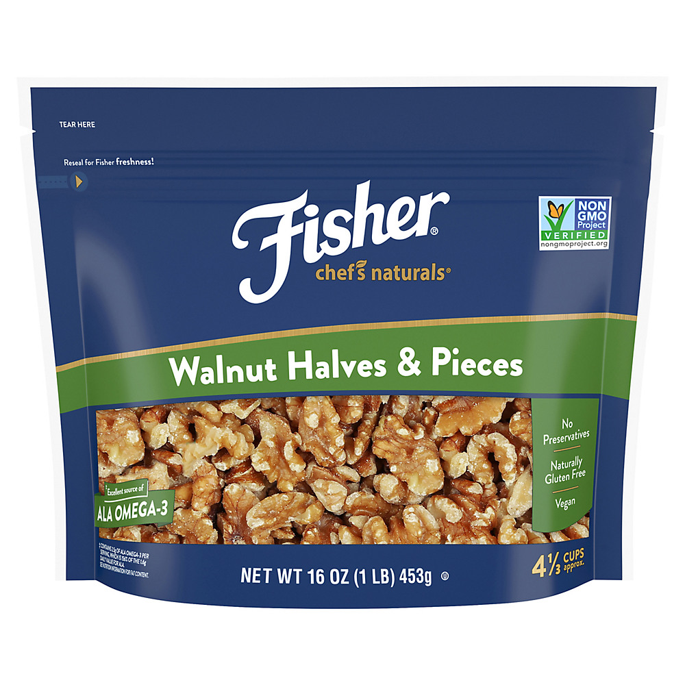 Calories in Fisher Walnuts Halves & Pieces, 16 oz