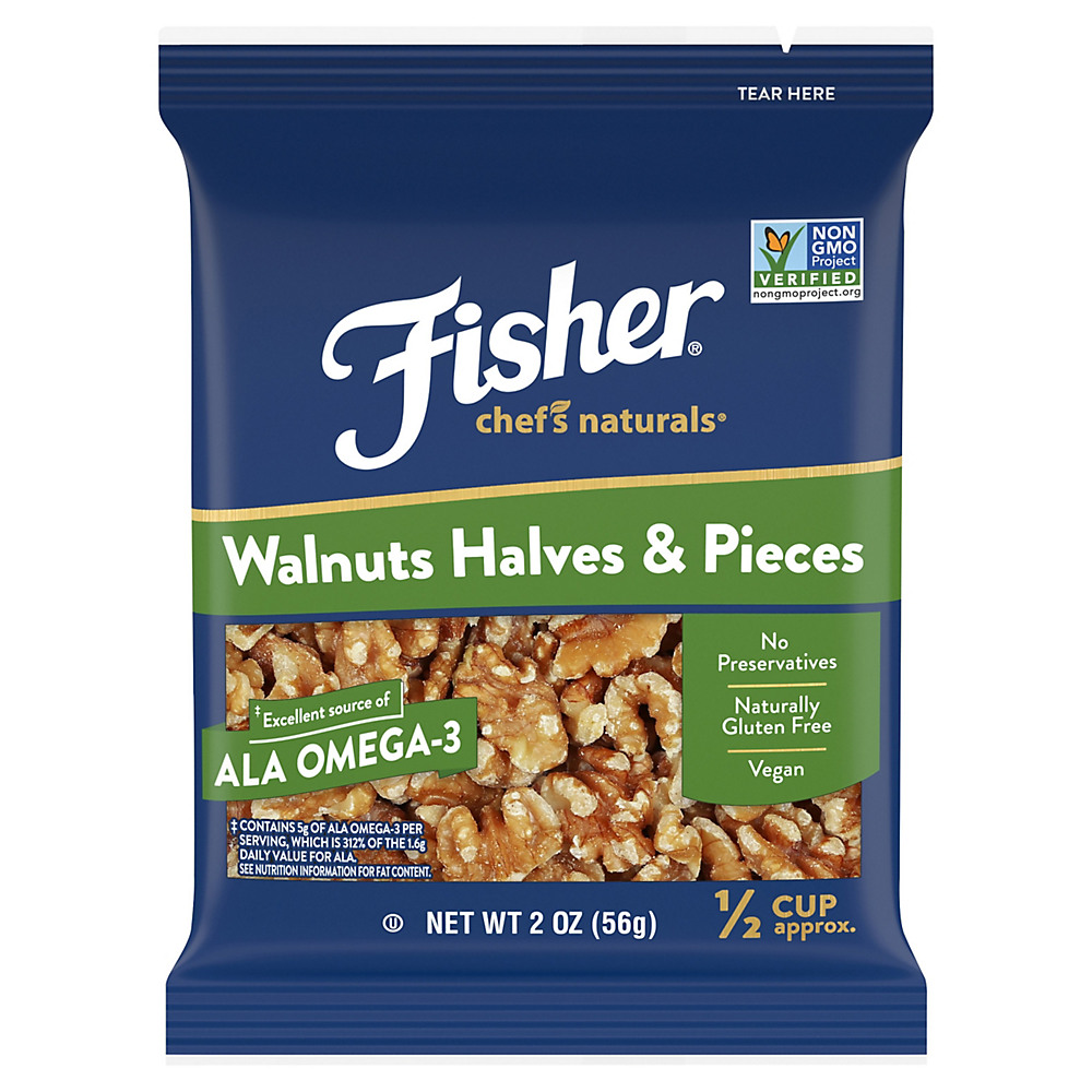 Calories in Fisher Walnuts Halves & Pieces, 2 oz