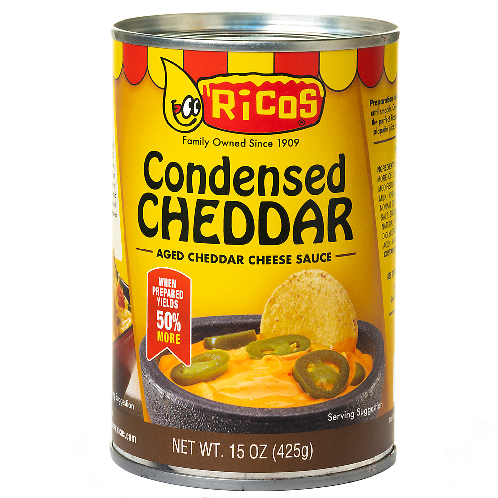 Calories in Ricos Condensed Aged Cheddar Cheese Sauce, 15 oz