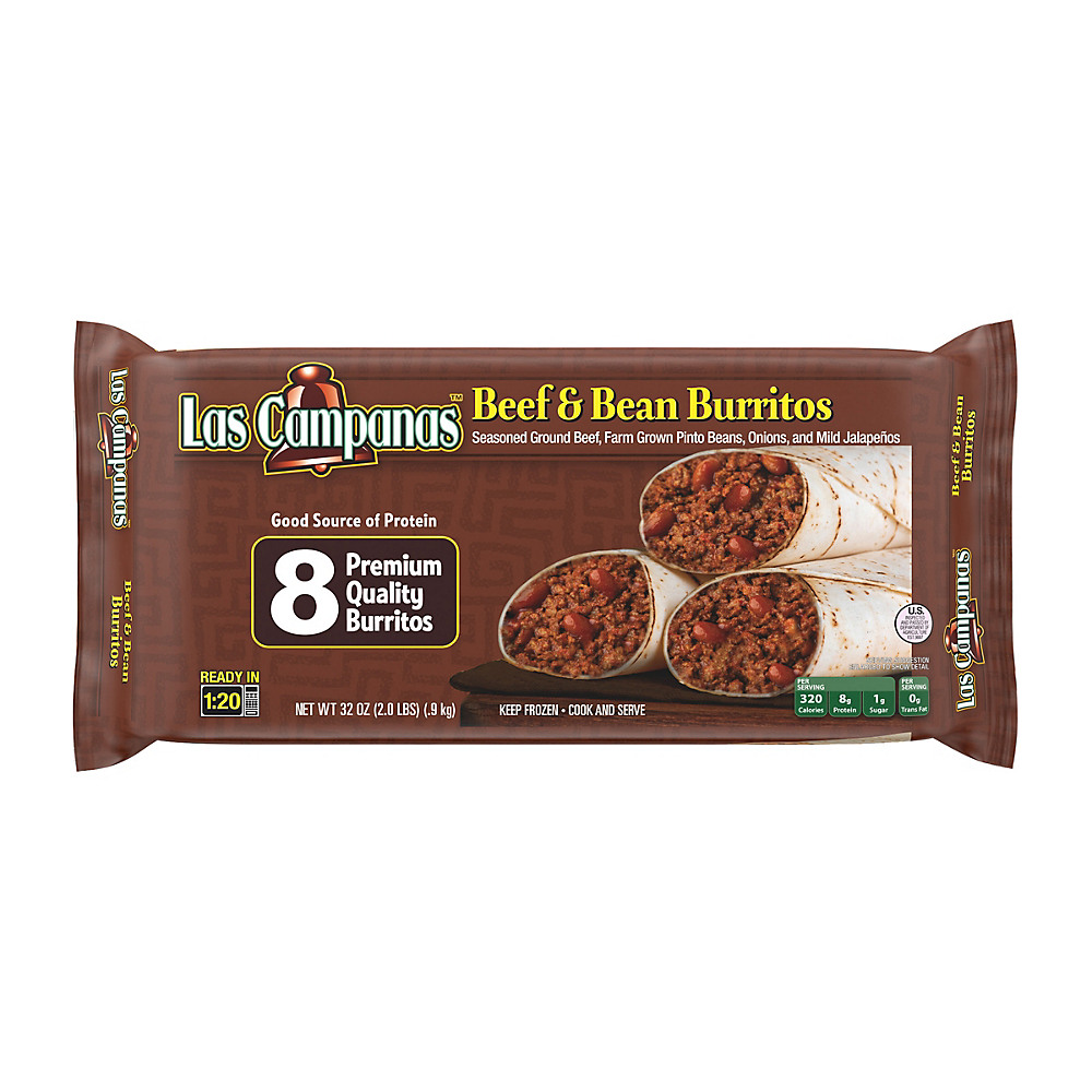Calories in Las Campanas Beef & Bean Burritos Family Pack, 8 ct