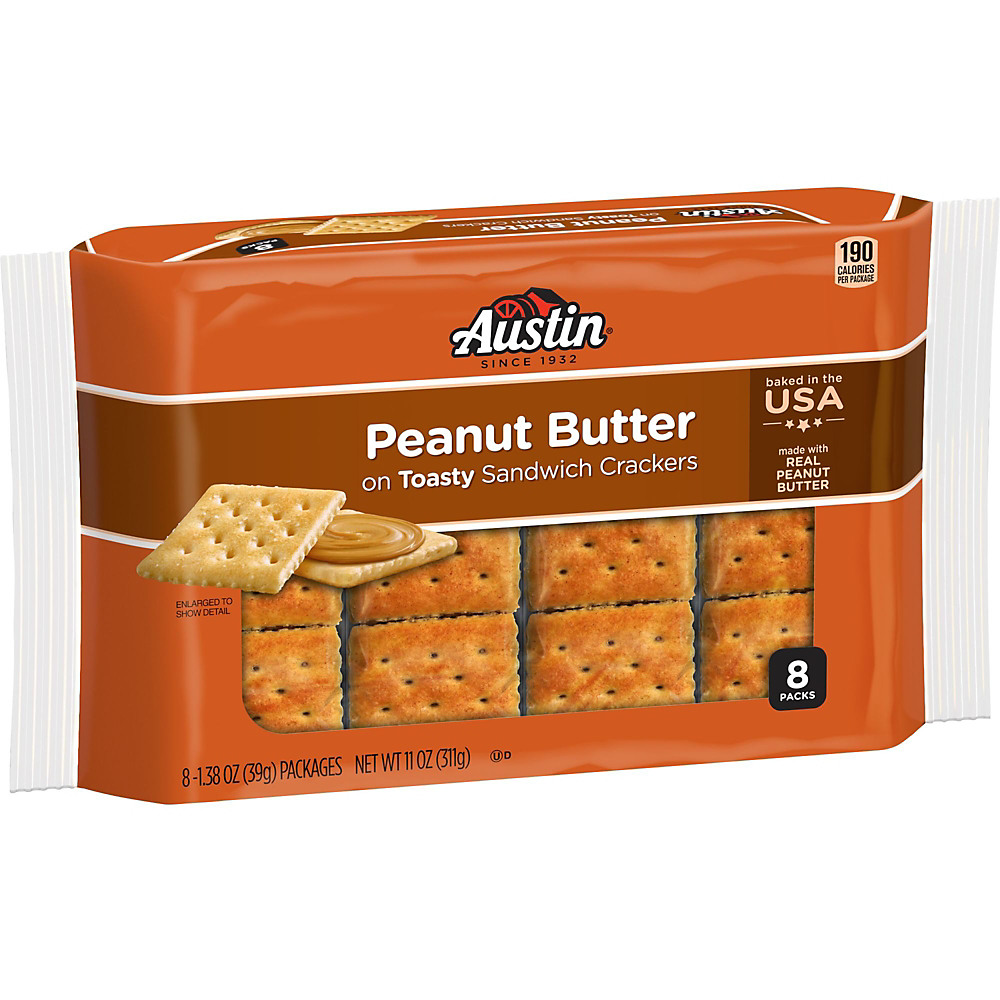 Calories in Austin Sandwich Crackers Peanut Butter on Toasty Crackers, 8 ct, 11 oz