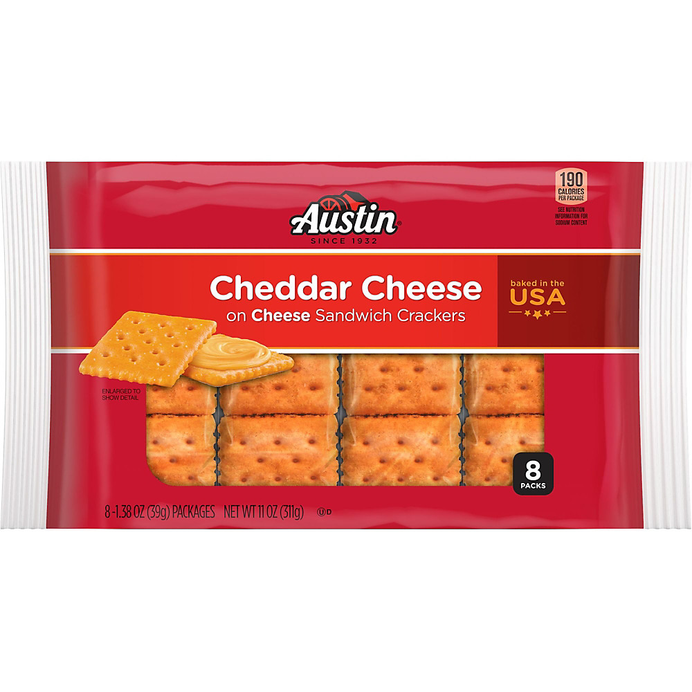 Calories in Austin Sandwich Crackers Cheddar Cheese on Cheese Crackers, 8 ct, 11 oz