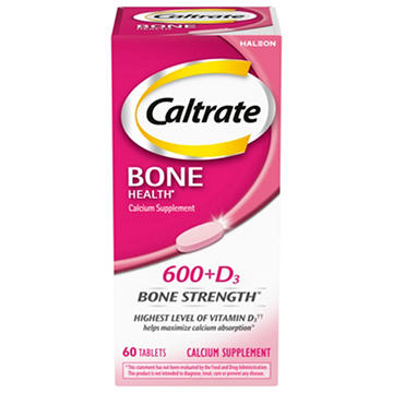 Caltrate 600+D3 Calcium and Vitamin D Supplement Tablets, 60 ct