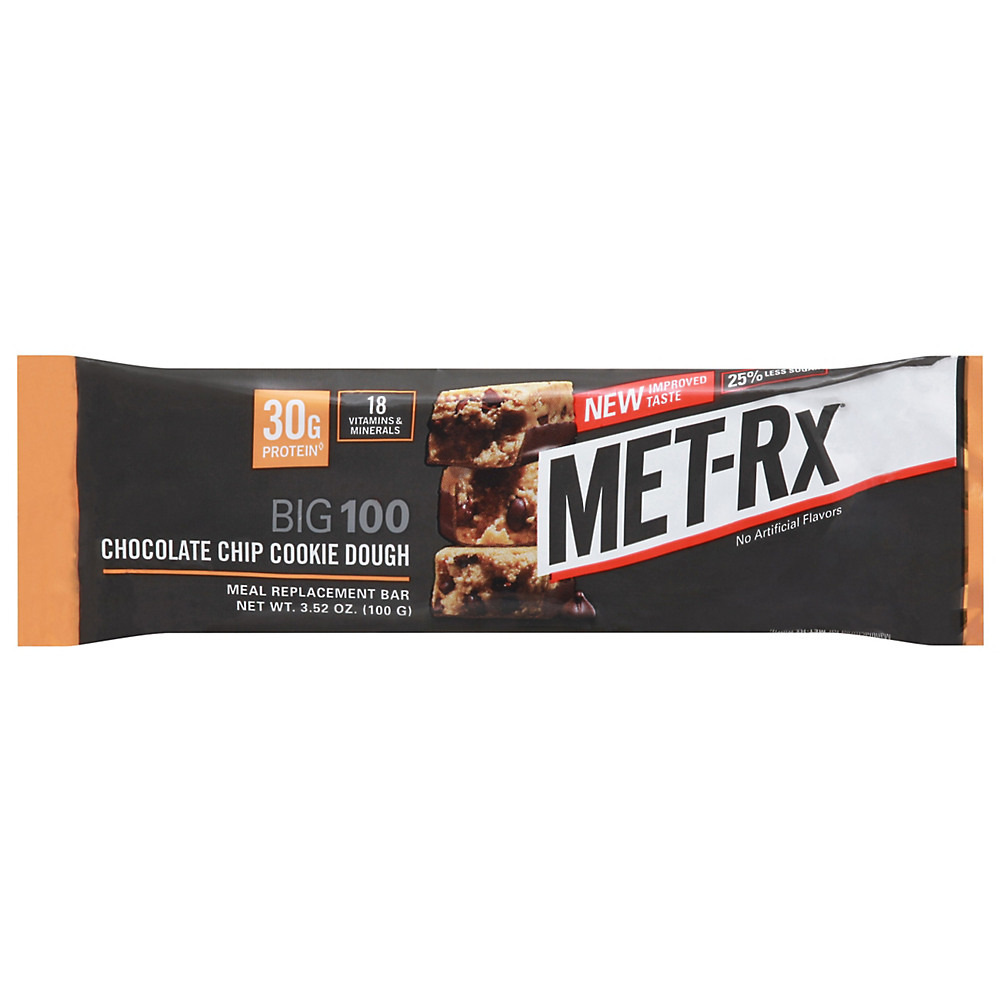 Calories in MET-Rx Big 100 Chocolate Chip Cookie Dough Meal Replacement Bar, 3.52 oz