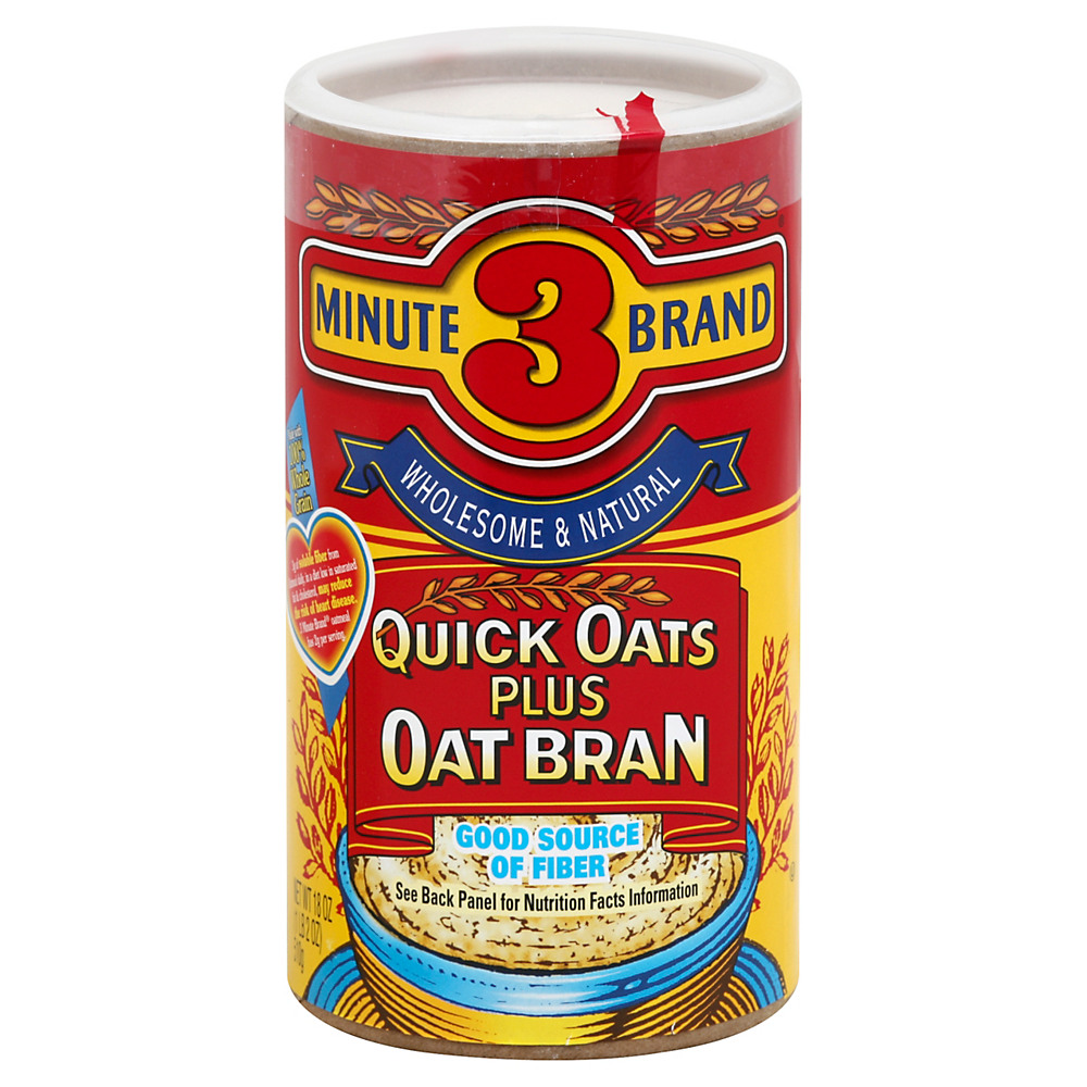 Calories in 3 Minute Brand Quick Oats Plus Bran, 18 oz