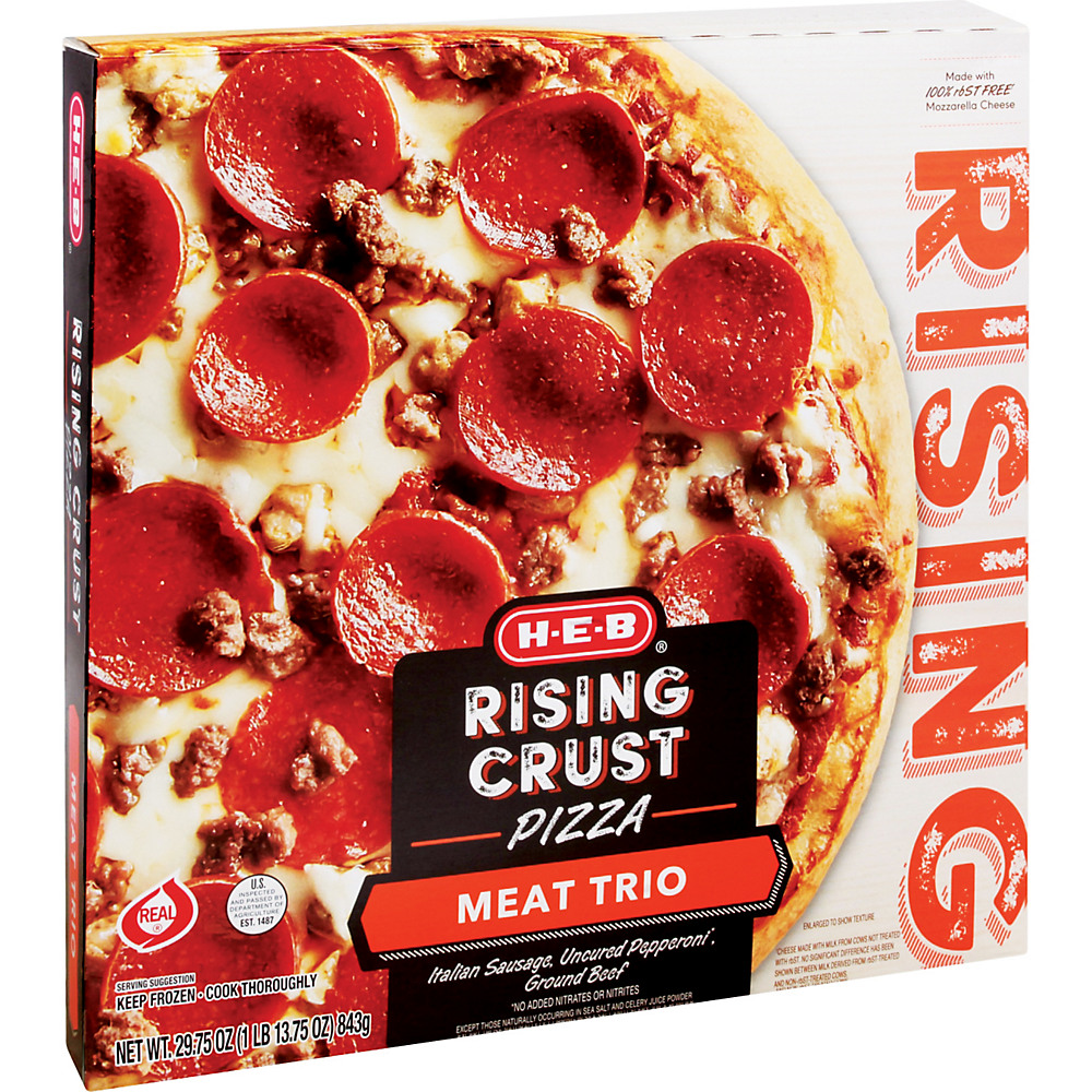 Calories in H-E-B Rising Crust Meat Trio Pizza, 29.75 oz
