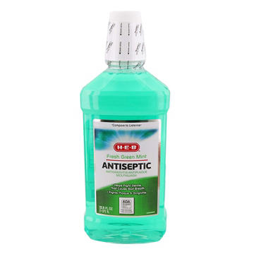 H-E-B Antiseptic Mouthwash - Fresh Green Mint, 33.8 oz