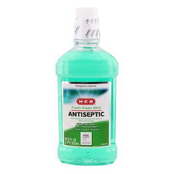H-E-B Fresh Green Mint Antiseptic Mouthwash, 16.9 oz