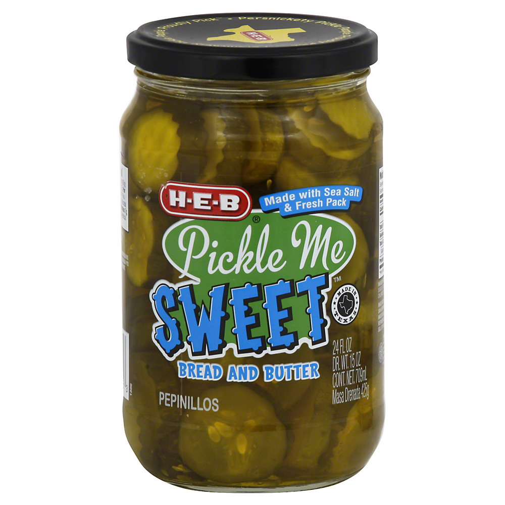 Calories in H-E-B Pickle Me Sweet Bread and Butter Pickle Chips, 24 oz