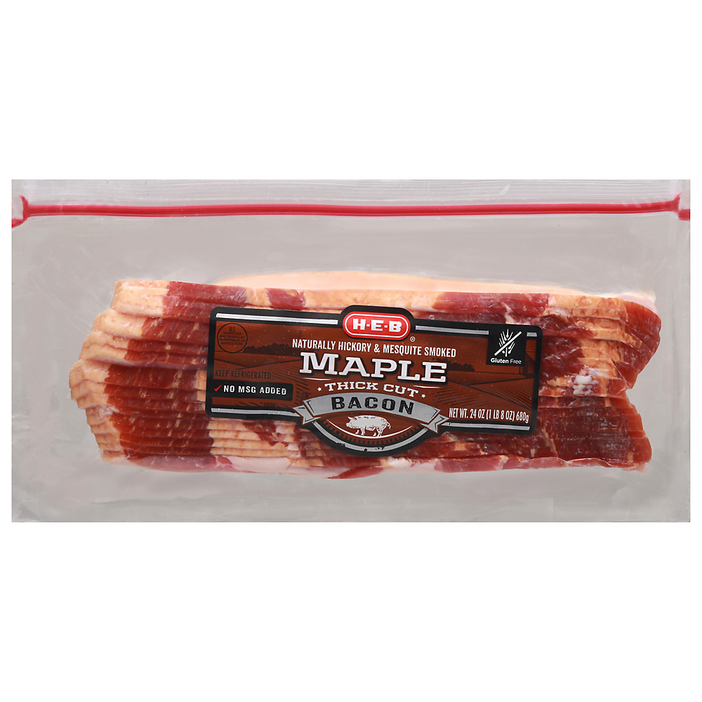 Calories in H-E-B Premium Thick Cut Maple Bacon, 24 oz