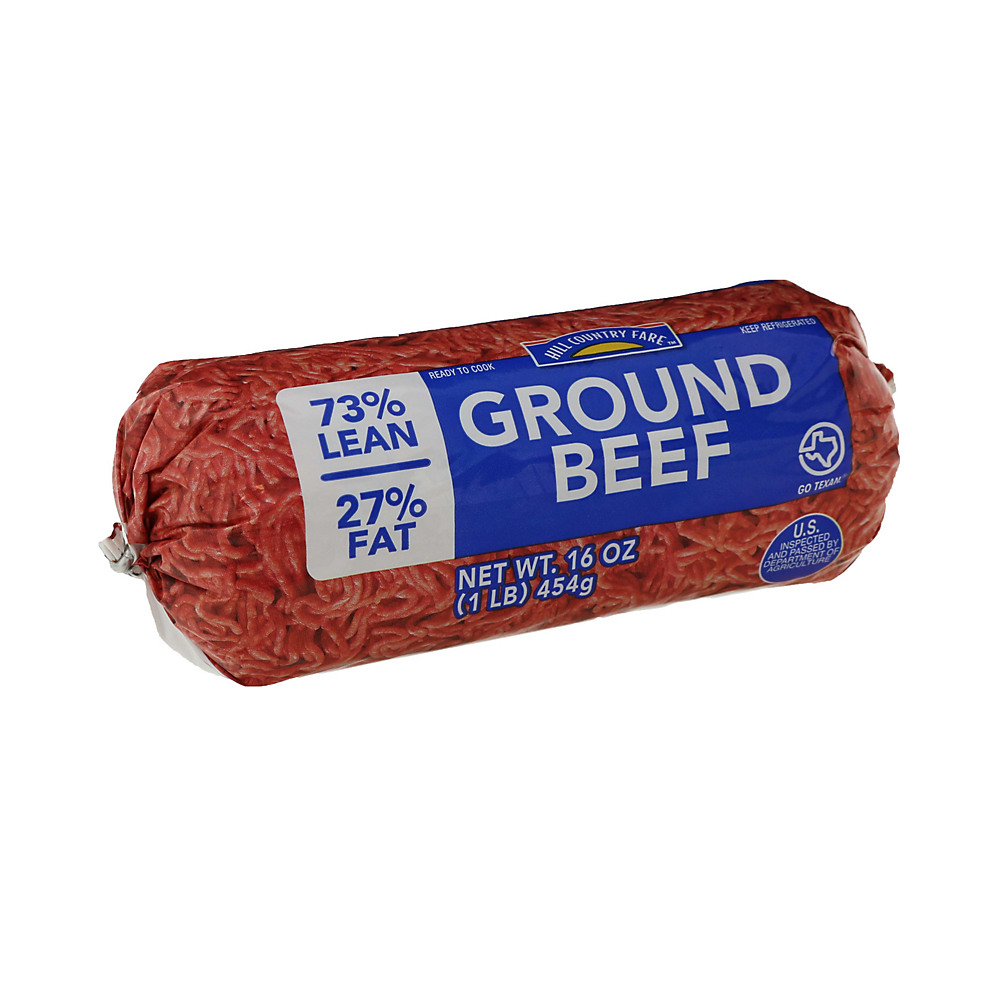 Calories in Hill Country Fare Ground Beef 73% Lean, 1 lb