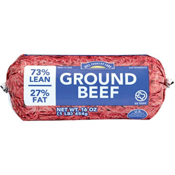 Hill Country Fare Ground Beef, 73% Lean, 1 lb
