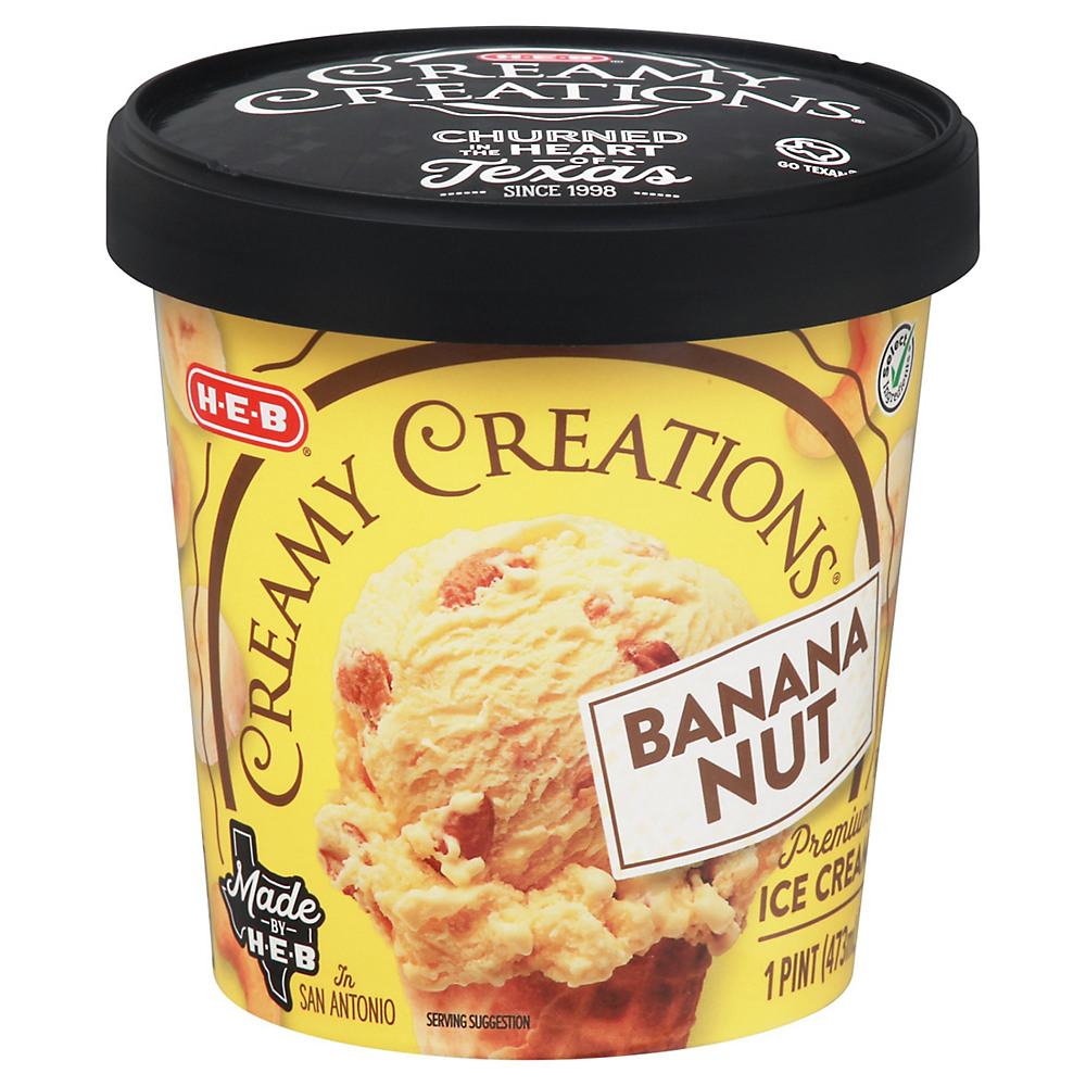 Calories in H-E-B Select Ingredients Creamy Creations Banana Nut Ice Cream, 1 pt